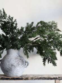 1pc 56cm/22.05inch Natural Touch Faux Winter Cedar Branch-Green, High Quality Artificial Pine Plant, Office/Wedding/Christmas Decorations/ Home Decoration/Holiday Gifts For Her Room Decor