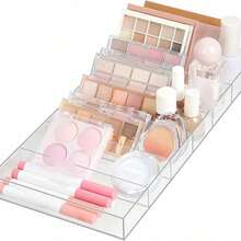 1 件透明亚克力太阳镜展示盒，桌面收纳托盘，可放置眼镜、太阳镜、化妆品、文具，6 个隔层 - 無色 - 查看 9