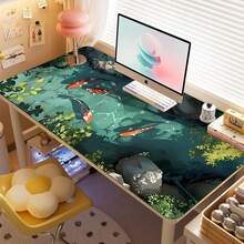 1 pieza Alfombrilla de ratón con diseño de pez koi, alfombrilla de escritorio para teclado expandido, impresión de alta definición, estilo minimalista, superficie negra, accesorio de oficina y juegos, accesorios de escritorio, suministros de oficina, accesorios de escritorio, alfombrilla de ratón para escritorio - Multicolor - Ver 3
