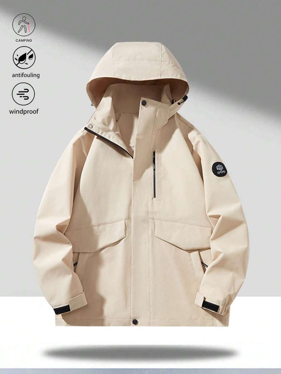 Autumn/Winter Essential Detachable Hooded Jacket, Multi-Pocket Design, Minimalist Outdoor Style, Versatile For Daily Wear, Providing You With A Neat And Fashionable Look