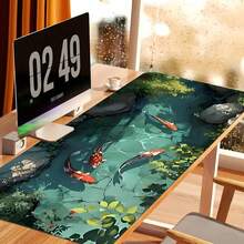 1 pieza Alfombrilla de ratón con diseño de pez koi, alfombrilla de escritorio para teclado expandido, impresión de alta definición, estilo minimalista, superficie negra, accesorio de oficina y juegos, accesorios de escritorio, suministros de oficina, accesorios de escritorio, alfombrilla de ratón para escritorio - Multicolor - Ver 5