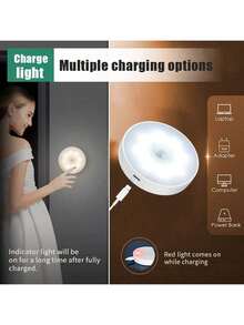 6pcs Wireless Wall Lights With LED Motion Sensor, Rechargeable Night Lights With Auto On/Off, Suitable For Kitchen, Bedroom, Living Room, Hallway, Bathroom, Room Decor