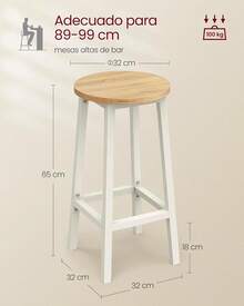Barstools - Beige Oak + White - View 3