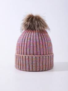 儿童针织无檐小便帽，秋冬保暖男女款幼儿单绒球帽 - 1PC - 查看 15