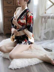 1 pieza Disfraz de estilo kimono japonés tradicional para mujer, adecuado para vacaciones, celebraciones, fiestas de parejas, cosplay