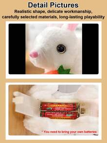 1pc Electric Plush Realistic Rabbit Toy, Cute Animal Model, Can Walk, Bark, Movable Ears, Adorable Pet Doll, Roleplay Holiday Gift