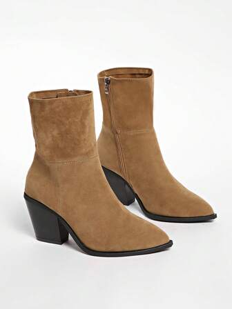 Women's Western Pattern Chunky Heel Short Boots, Western Style Vacation Ankle Boots, Suitable For Beach, Outdoor, Spring/Summer