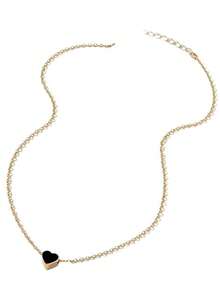 1pc 2025 New Ins Viral Heart Necklace, Black Enamel Minimalist Collarbone Chain, Aesthetic Jewelry Gift For Her  Enamel Minimalist Collarbone Chain, Edgy Gift For Girlfriend - Vàng - Xem 5