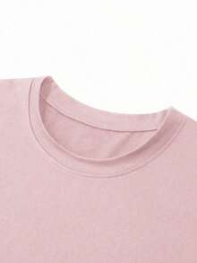 1PCSMen's Summer Casual Slogan Print Short Sleeve T-Shirt-Premium Cotton Graphic Printed Round Neck T-Shirts-365T - 粉色 - 查看 3