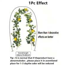 1 pieza Guirnalda artificial de vid de limón de 180 cm - Hojas artificiales de color verde brillante combinadas con limones amarillos, para colgar, decoración interior/exterior, perfecta para Acción de Gracias, Festival de la Cosecha, Navidad, Pascua, Día de la Madre, corona navideña