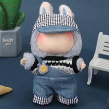 Conjunto de ropa para muñeca de 17 cm, compatible con Labubu, conjunto de ropa adecuado para muñecas de 6.7-pulgadas, accesorios de sombrero y ropa de moda y únicos, adecuado para muñecas de primera/segunda/tercera generación para jugar y exhibir, solo conjunto de ropa (excluye muñecas y zapatos)