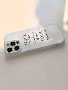 1 carcasă de telefon rigidă cu filament perforat și lucios, cu model marmorat și slogan Jesus, compatibilă cu Samsung/ 11/12/13/14/15/16 Pro Max