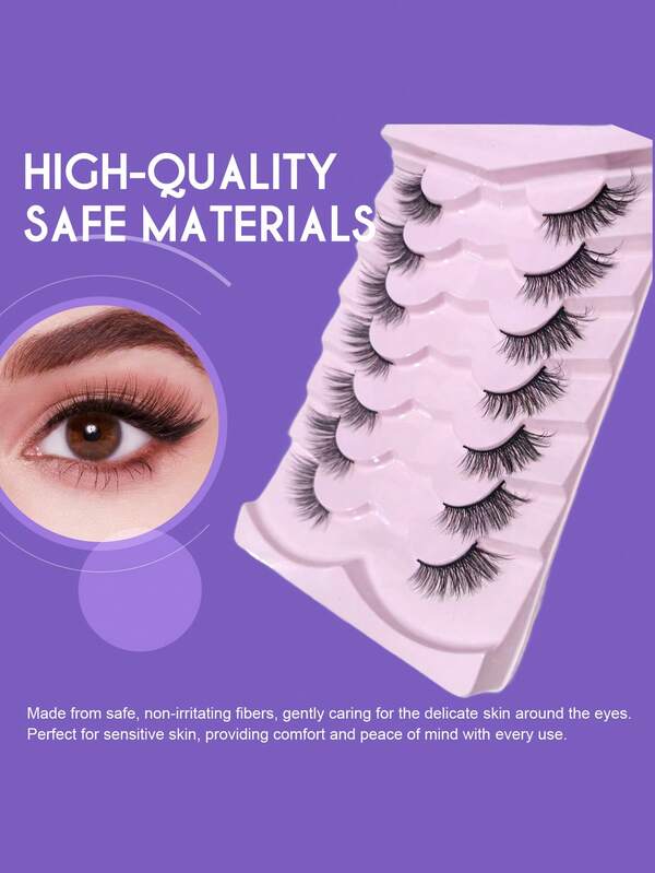 7pcs/10pcs Transparent Stem Half-Strip Eyelashes, Natural Cat Eye Makeup, Extended Tail Lashes, Fluffy Soft Faux Mink Lashes, Natural Makeup, Suitable For Daily Makeup, Beauty Blogger Makeup YP003