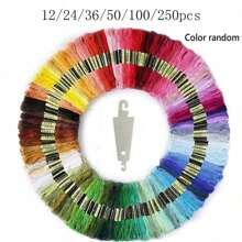 12/24/36/50/100/250 Colors 6-Strand 8m Embroidery Floss, Assorted Colors, Random Labels