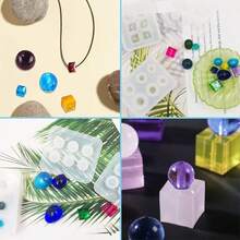 1 件树脂珠宝硅胶模具、水晶环氧树脂珠模具、圆形、菱形、方形、椭圆形、矩形、手链串珠环氧树脂硅胶模具、孔宝石首饰制作环氧树脂模具、适用于耳环、吊坠、手链和项链 - 白色 - 查看 10