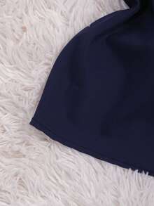 Women's Formal Blouse With Short Puff Sleeves And Bow No. 8 - 藏蓝色 - 查看 3