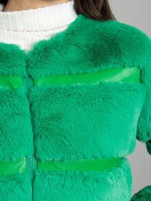 Women Faux Fur Coats - Green - View 8