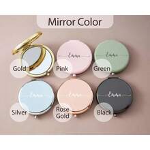 个性化迷你化妆镜，伴娘礼物，生日鲜花化妆镜，女士口袋镜，伴娘感谢礼物，婚礼派对礼物，时尚，潮流，休闲，简约，个性化，定制，独特，适合家庭 - 彩色 - 查看 9