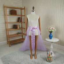 1pc Tulle Skirt, New Arrival European & American Style, Tie-Waist Long Tail Skirt, Black/White/ Red/Purple/Rose Red/Suitable For Prom, Halloween Cosplay Party Costumes, Valentine's Day, Autumn Women's Clothing