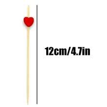 300/200/100/50/30/20 piezas Pinchos de bambú con forma de corazón rojo - Palillos profesionales para fiestas, adecuados para aperitivos, bebidas, San Valentín, bodas, días festivos y decoración de mesa - Multicolor - Ver 5