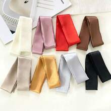Solid Color Satin Bow Tie Scarf - Lightweight Elegant Ribbon Style, Suitable For Neck, Hair And Wrist Decoration, Multi-Functional Accessory - Unisex - Multicolor - View 3