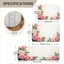 Elegant Rose Design Kitchen Mats Set - Non-Slip Soft Cushioned Floor Rugs For Home Decor, Perfect For Kitchen, Dining Room, And Laundry - Stylish Indoor Area Rugs, Ideal For Everyday Use And - Nhiều màu - Xem 7