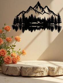 1 pieza Montaña de metal - Decoración de escena, que muestra la belleza de la naturaleza, perfecta para la pared de la sala de estar, la decoración de la cabaña, la esquina del jardín y el espacio de la oficina