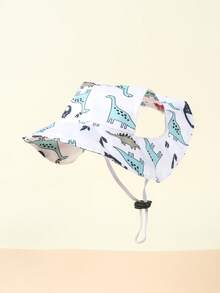 1pc Cute Polyester Wind-Resistant Sun Hat, Ear-Exposed Design, Anti-Shedding, Adjustable Sun Protection, Suitable For Small Pet Dogs To Wear Outdoors All Year Round - Pink - View 2