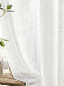 1 件/2 件欧式古典刺绣薄纱窗帘，白色透明窗帘，适用于卧室、阳台、客厅豪华窗帘，优雅的白色蕾丝窗帘，带有精致的叶子刺绣，滤光涤纶窗帘，适用于客厅、卧室、办公室等 - 可机洗，卧室装饰窗帘， - 白色 - 查看 5