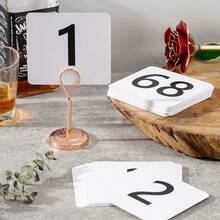 25/50/100PCS,PVC Table Number Cards,Double-Sided Table Number Cards,Stand Number Sign, White On Black,Restaurant Decor,Wedding Table Decor,Christmas,Halloween,Birthday Parties,Gifts For Family,Friends