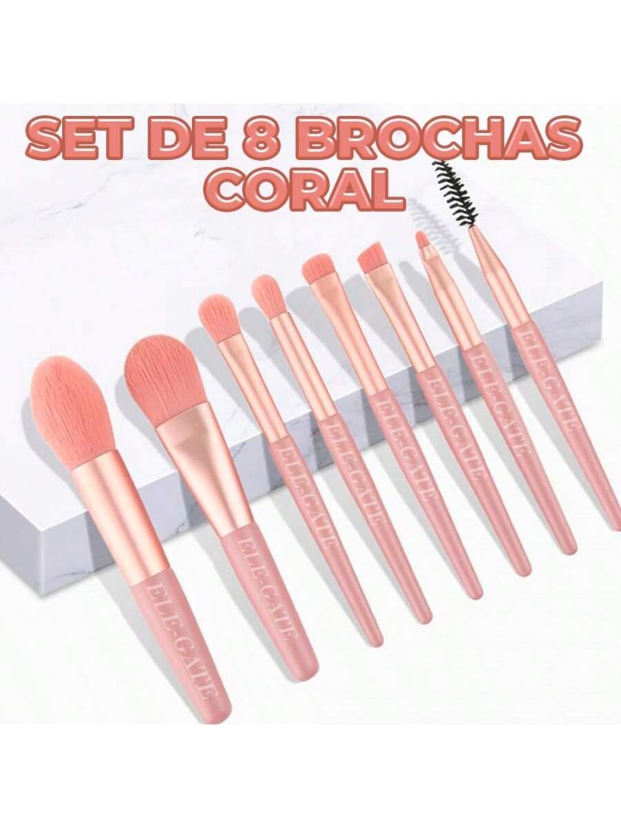 Set de pinceles de maquillaje profesional de color rosa