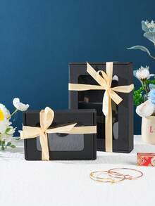 12 cajas de papel kraft con lazo de cinta, cajas de papel corrugado con ventana, cajas de regalo, cajas de envío, cajas de embalaje, cajas de correo