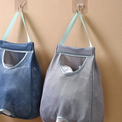 1pc Trash Bag Organizer, Plastic Bag Wall Mount Bag, Mesh Storage Bag, Plastic Bag Holder Dispenser, Kitchen Tools