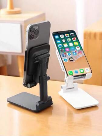 1pc Adjustable Foldable Desk Phone Stand, Multi-Functional Universal Mobile Phone Holder For Live Streaming, Video Recording, Suitable For Smartphones And Tablets, Available In White, Black, Pink, Great For Back To School Supplies