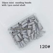 50个/盒 3毫米指甲打磨带 120/180/240目迷你指甲钻头，适用于美甲和足疗，小型打磨工具 - 彩色 - 查看 7