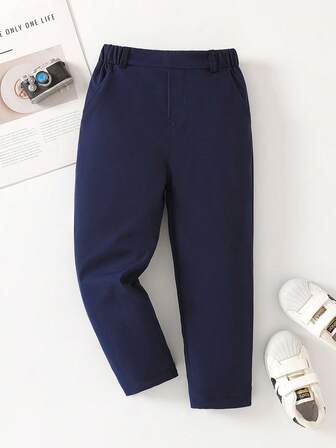 Young Boy Casual Solid Color Comfortable Pants, Suitable For Everyday Wear, School, Parties, Vacations And Gifts