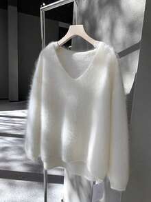 Elegant Casual Solid Color Polyester Ribbed Soft Knit Asymmetric/Asymmetrical Sweater For Women, Suitable For Home, Daily, Office, Street, Travel, Spring, Autumn, Winter