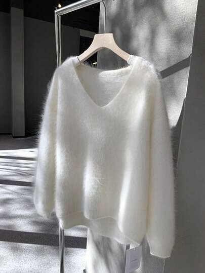 Elegant Casual Solid Color Polyester Ribbed Soft Knit Asymmetric/Asymmetrical Sweater For Women, Suitable For Home, Daily, Office, Street, Travel, Spring, Autumn, Winter