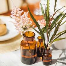 Set Of 16 Amber Glass Bud Vases 8.5 Oz Small Brown Bud Vase Bulk Boho Glass Vase Decorative Medicine Bottle Vintage Apothecary Jar For Flower Wedding Reception Table Centerpieces Home Decor - 琥珀色 - 查看 5