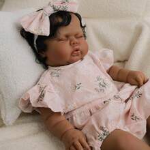 Reborn Baby Dolls Girl - 20 Inch Soft Weighted Body Lifelike Newborn Girl Doll, Handmade Realistic Sleeping African American Baby Doll That Look Real, Gift Set For Kids Age 3+