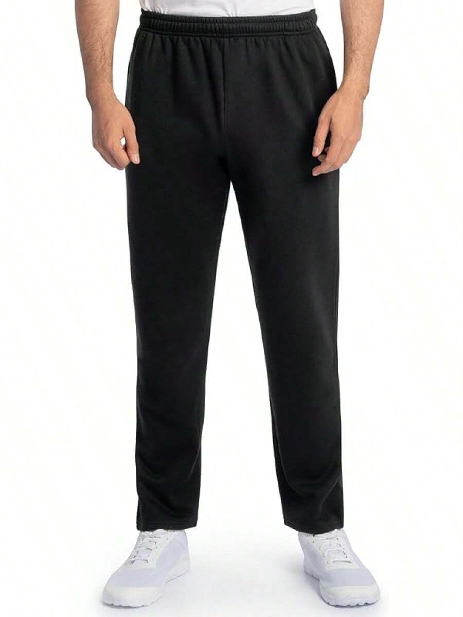 Mens Open Bottom Sweatpants With Pockets, Relaxed Fit, Wicking, Breathable, Popular Sweatpants 2025 - 黑色 - 查看 1