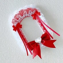 1pc New Lace Photo Card Holder, 7 Colors: Pink, Black, Red, Yellow, Blue, Green, Purple, DIY Finished Product Anime/Cartoon/ACG Character, Kpop Star, Card Display Holder, Handmade Plaid Bow Backpack Pendant, Lolita Card Holder