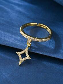 1pc Micro-Inlaid Zirconia Ring, Suitable For Women's Daily, Dating, Vacation, Wedding Wear - Multicolor - View 2