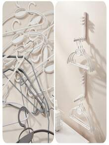 Organizador de perchas plegable de pared (1 pieza): Perchero ahorrador de espacio con ganchos para armario, fácil de instalar, plástico resistente, brazo ajustable de 90°, blanco. Organizador de armario | Perchero plegable | Almacenamiento de fácil instalación, organizadores y almacenamiento para armario, ganchos multiusos. - Blanco - Ver 5