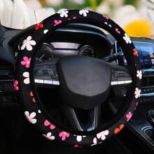 1pc Diving Material Waterproof Flower Leopard Print Footprint Cow Fabric Car No Inner Ring Steering Wheel Cover Suitable For 14.5-15 Inch Steering Wheel Cover General Motors Products - one-size - View 7