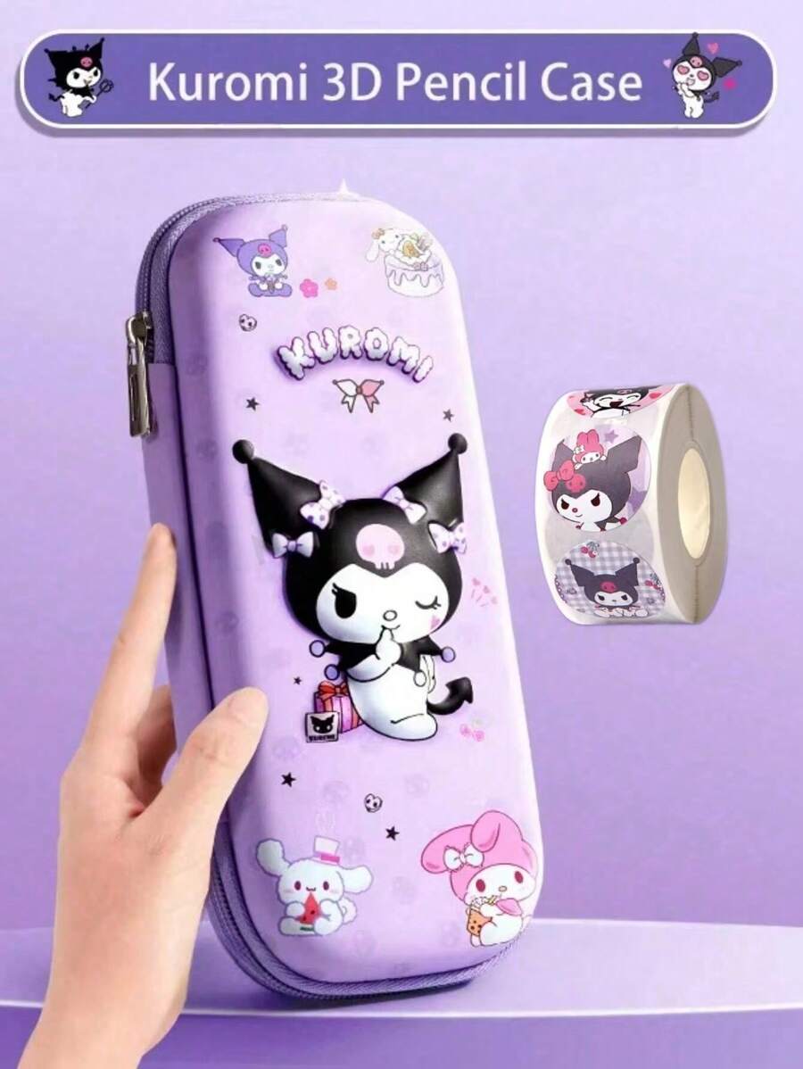 1 PC Sanrio 3D Pencil Case, Large Capacity Polyester Stationery Pencil Box With Kuromi & For Cinnamoroll Designs, Creative Cartoon Storage For Students, Gift Idea