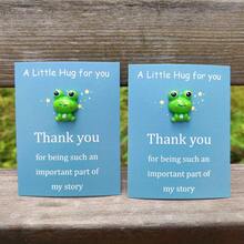 1/2/5 Pcs Mini Cute Resin Frog Decorated Hug Greeting Card, Inspiring Greeting Card With Mini Frog Inspirational Gift Suitable For New Year's Gift And Valentine's Day Gift For Colleagues And Family - Multicolor - View 3