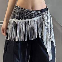 1pc Sequin Tassel Belly Dance Waist Chain, New Sexy Leopard Print Waist Accessory, Shiny Tassel Waist Chain, Bohemian Hip Scarf, Street Dance, Jazz Dance, Intimate Waist Wrap, Sexy Mini Skirt, Stage Performance Outfit, Nightclub, Disco, Festival, Party, Evening Dress Accessory - Multicolor - View 15