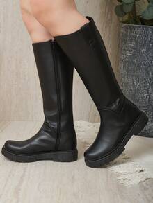 BOTA ALTA PARA DAMA  casual    Fibra Sintética    Cremallera lateral    MODA  Fiesta    INVIERNO - Negro - Ver 3