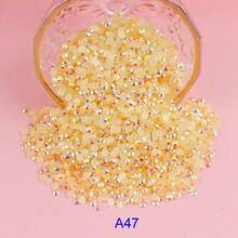 2-6毫米袋装果冻AB圆形树脂非热熔水钻平底塑料胶水晶美甲宝石亮片平底，适用于美甲、服装、工艺品、杯子、包包装饰珠子配件 - 香檳色 - 查看 14